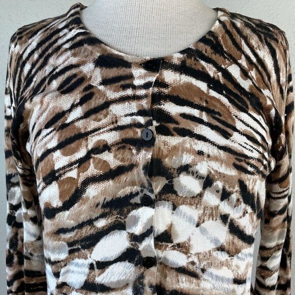 Joseph A. Animal Print Button Down Cardigan EUC - Picture 2 of 7